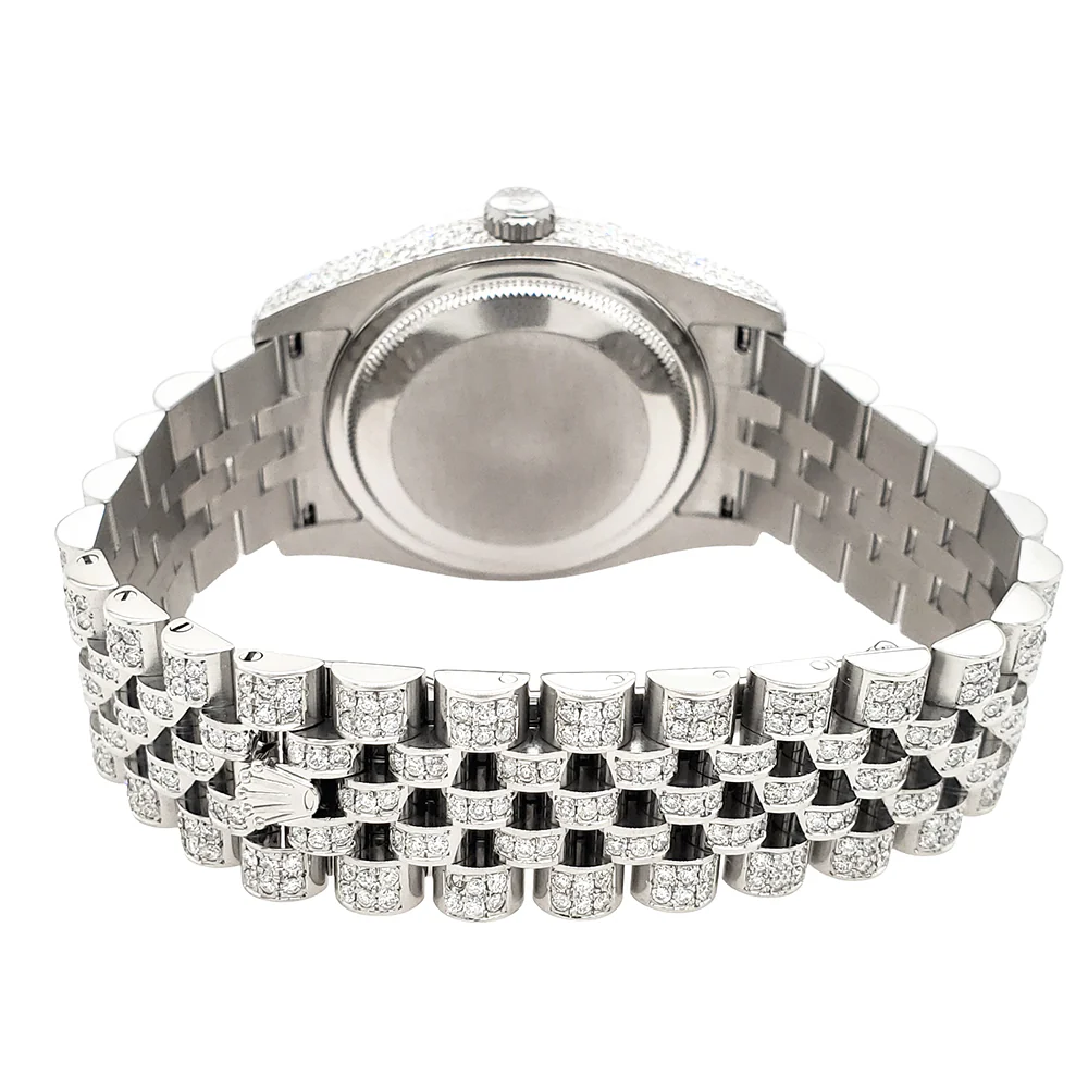 Rolex Datejust 36mm Silver Floral Dial Pave 10.2ct Iced Diamond Jubilee Watch 116200 Box Papers - Image 6