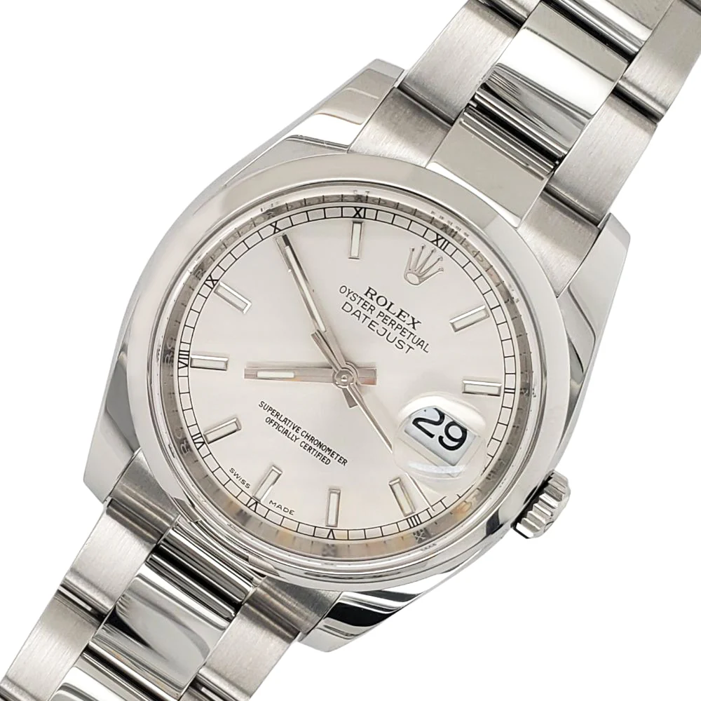 Rolex Datejust 36mm Silver Index Dial Oyster Watch 2019 Box Papers 116200