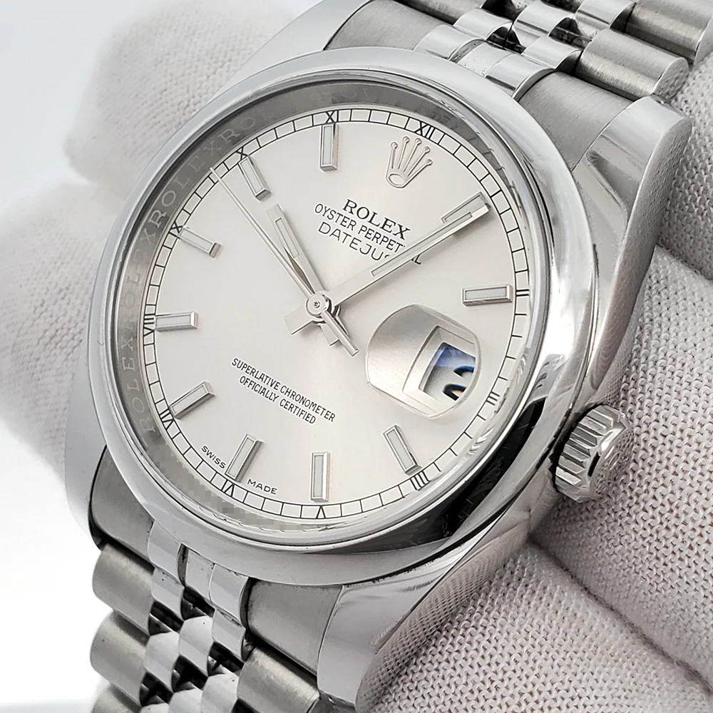 Rolex Datejust 36mm Silver Index Steel Jubilee Watch 116200 Box Papers