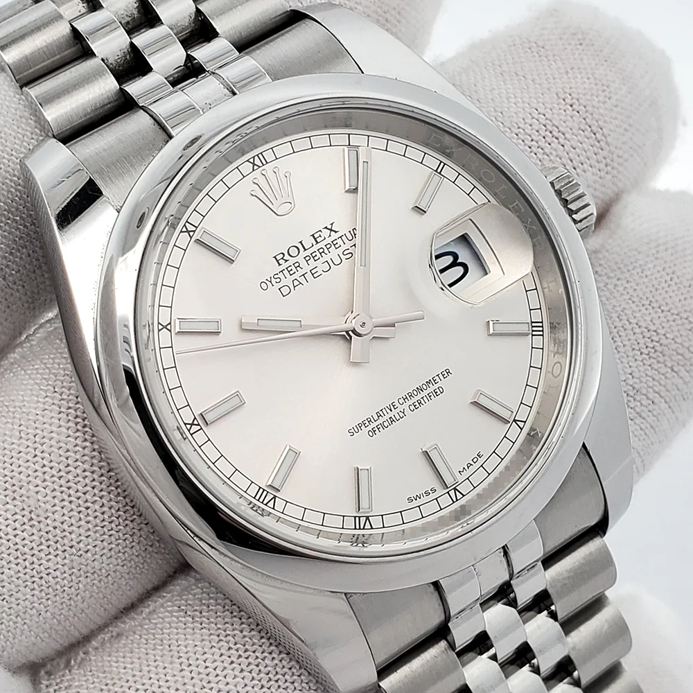 Rolex Datejust 36mm Silver Index Steel Jubilee Watch 116200 Box Papers - Image 3