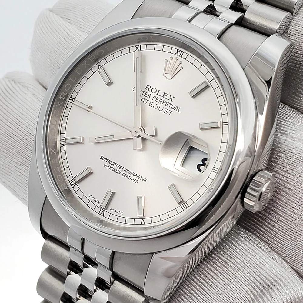 Rolex Datejust 36mm Silver Index Steel Jubilee Watch 116200 Box Papers - Image 2