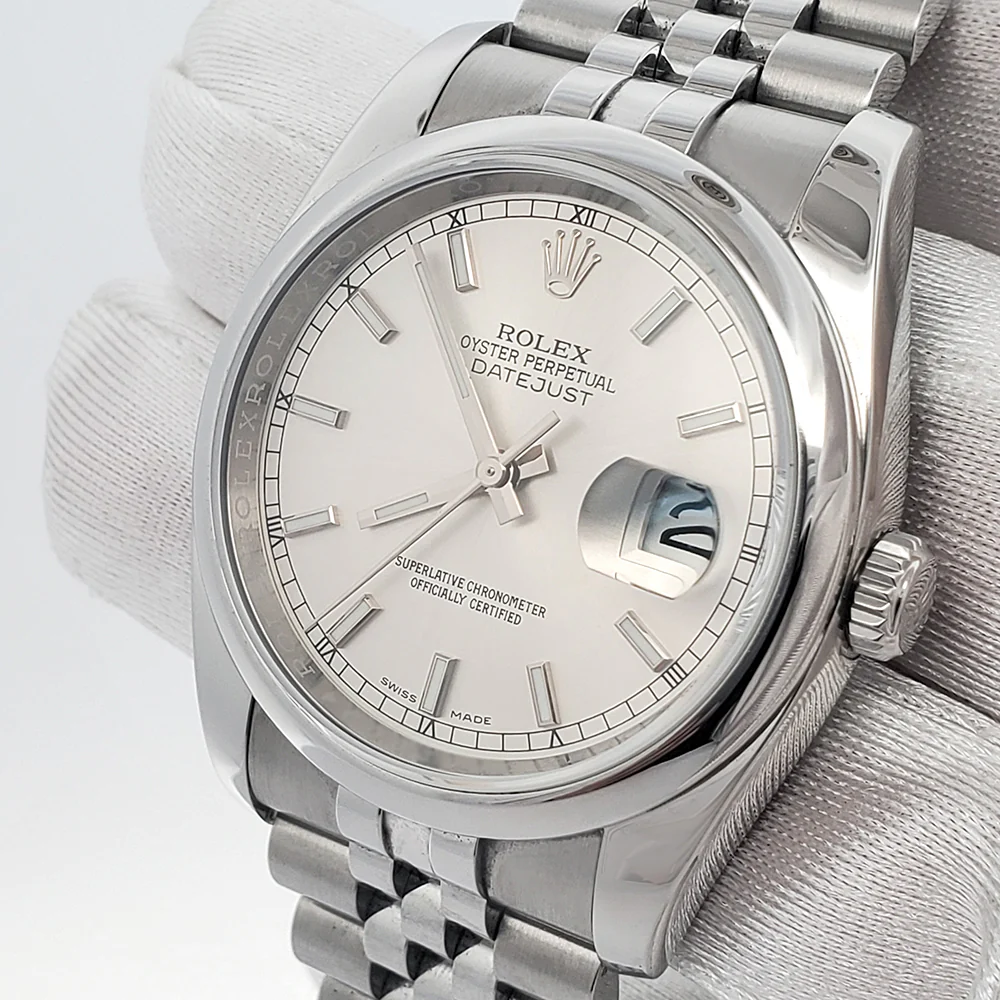Rolex Datejust 36mm Silver Index Steel Jubilee Watch 116200 Box Papers - Image 2