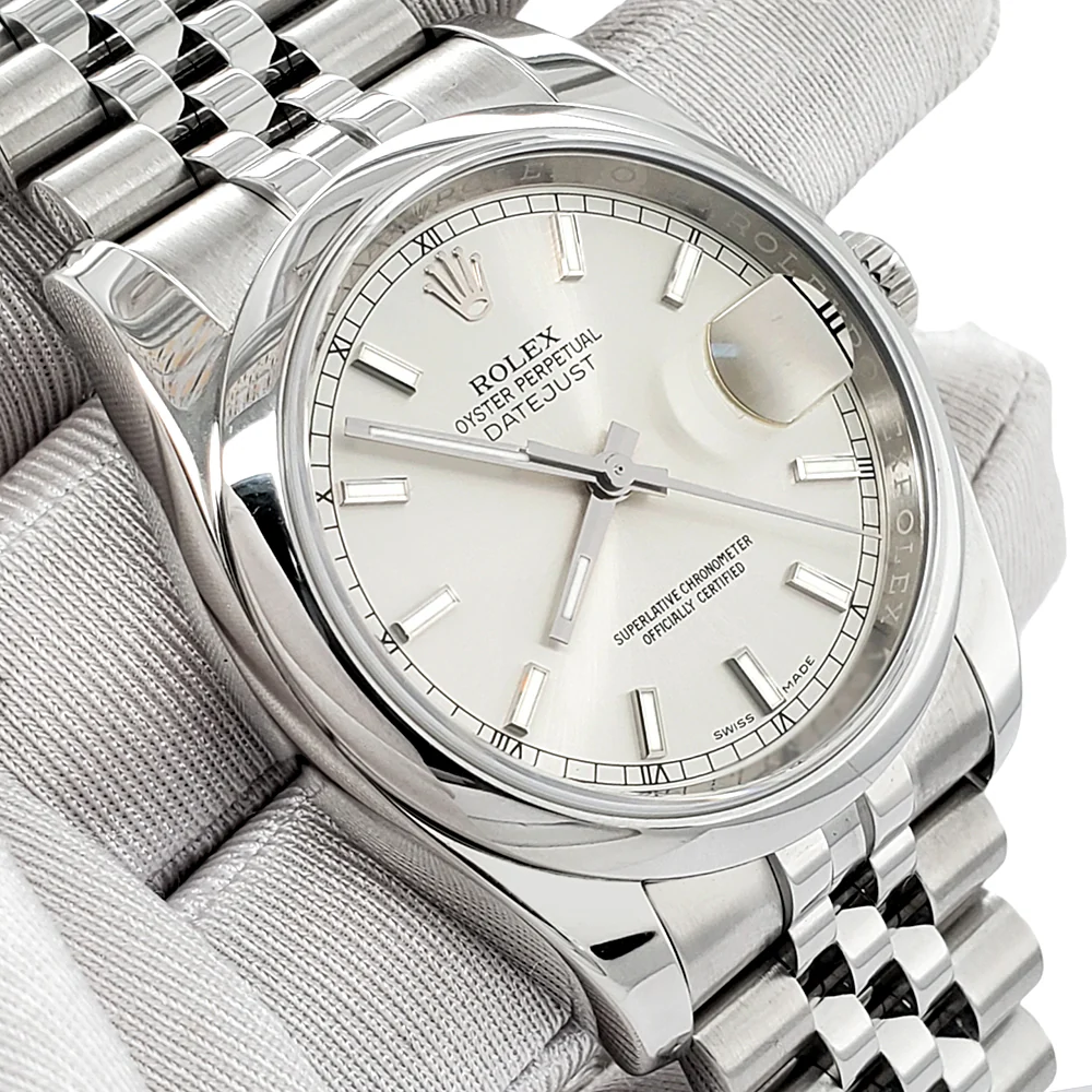 Rolex Datejust 36mm Silver Index Steel Jubilee Watch 116200 Box Papers - Image 3