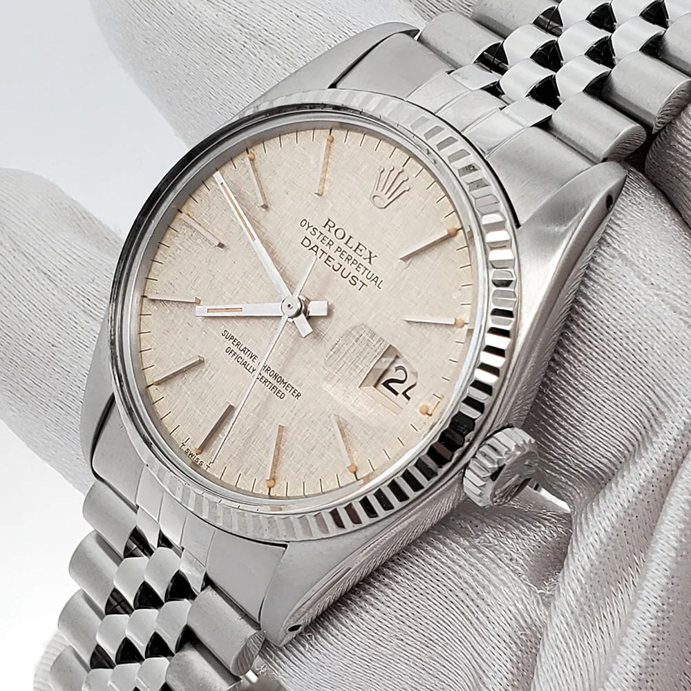 Rolex Datejust 36mm Silver Linen Dial Stainless Steel Jubilee Watch 16014