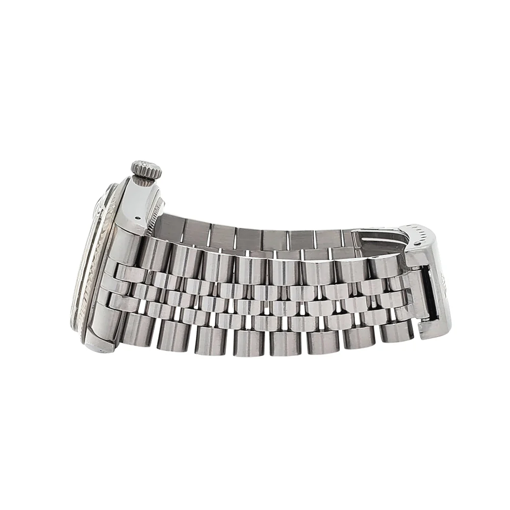 Rolex Datejust 36mm Silver Linen Index Dial White Gold Fluted Bezel Steel Jubilee Watch 16014 - Image 4