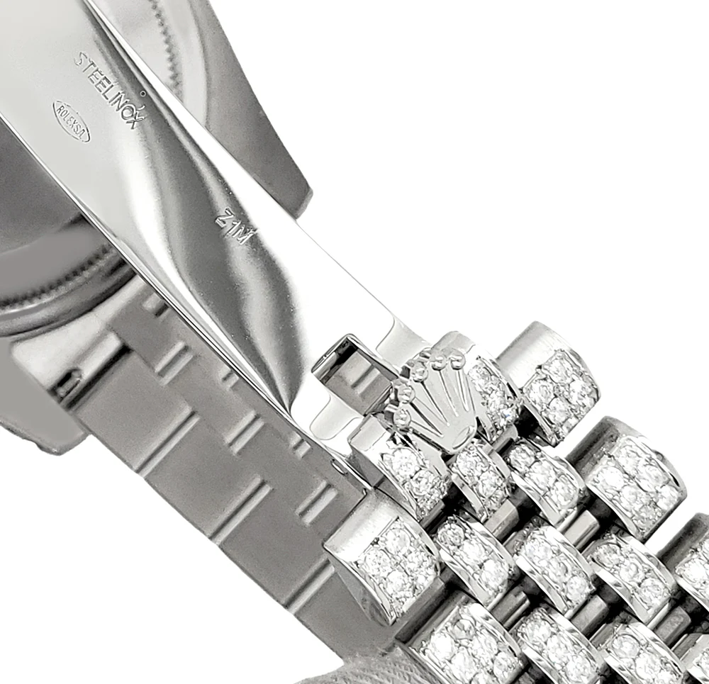 Rolex Datejust 36mm Silver Roman Dial Pave 10.2ct Iced Diamond Jubilee Watch 116200 Box Papers - Image 5