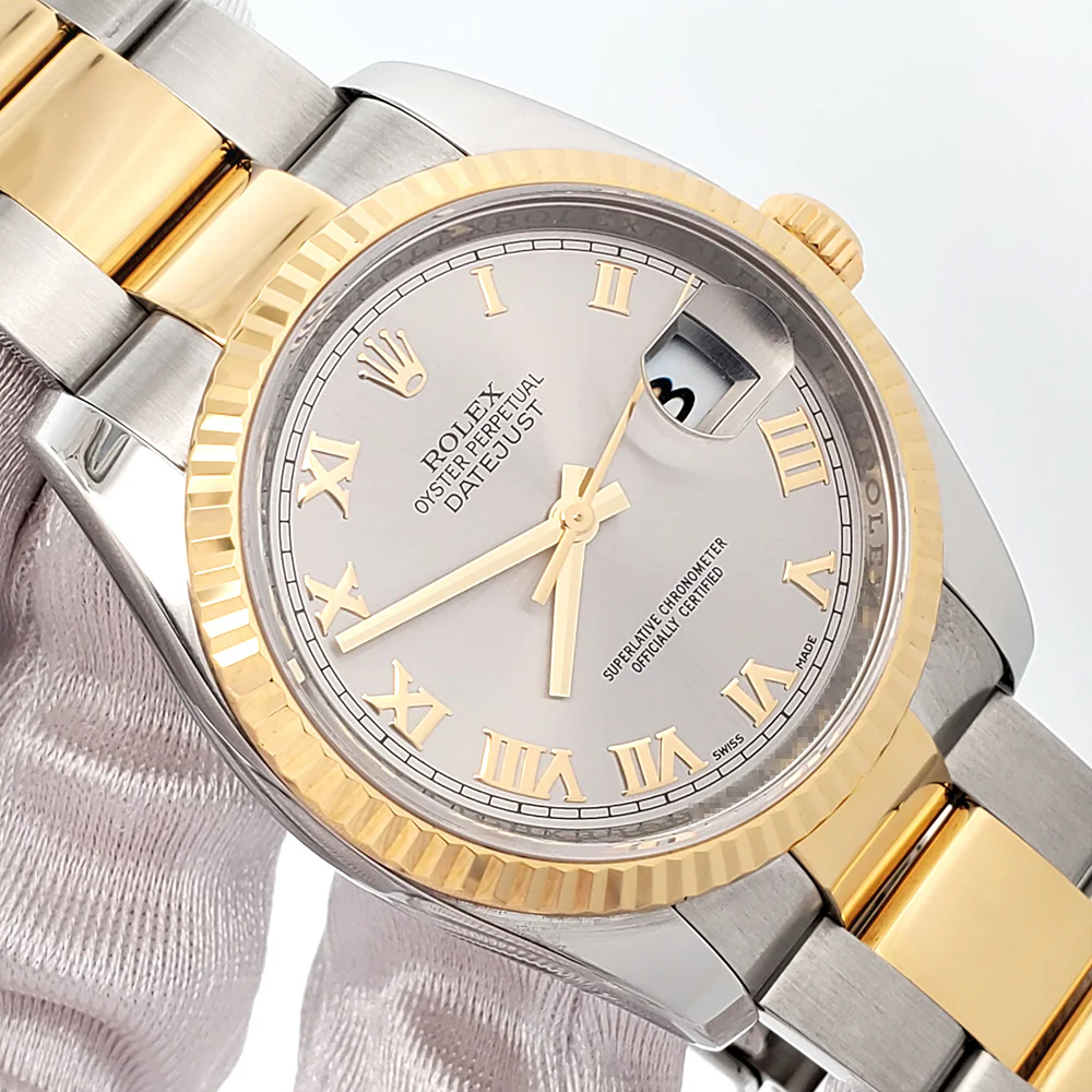 Rolex Datejust 36mm Slate Roman 2-Tone Yellow Gold/Steel Oyster Watch 116233 Box/Papers/Tag - Image 2