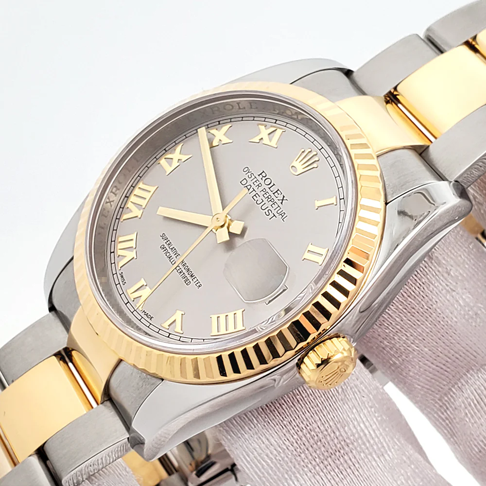 Rolex Datejust 36mm Slate Roman 2-Tone Yellow Gold/Steel Oyster Watch 116233 Box/Papers/Tag - Image 3