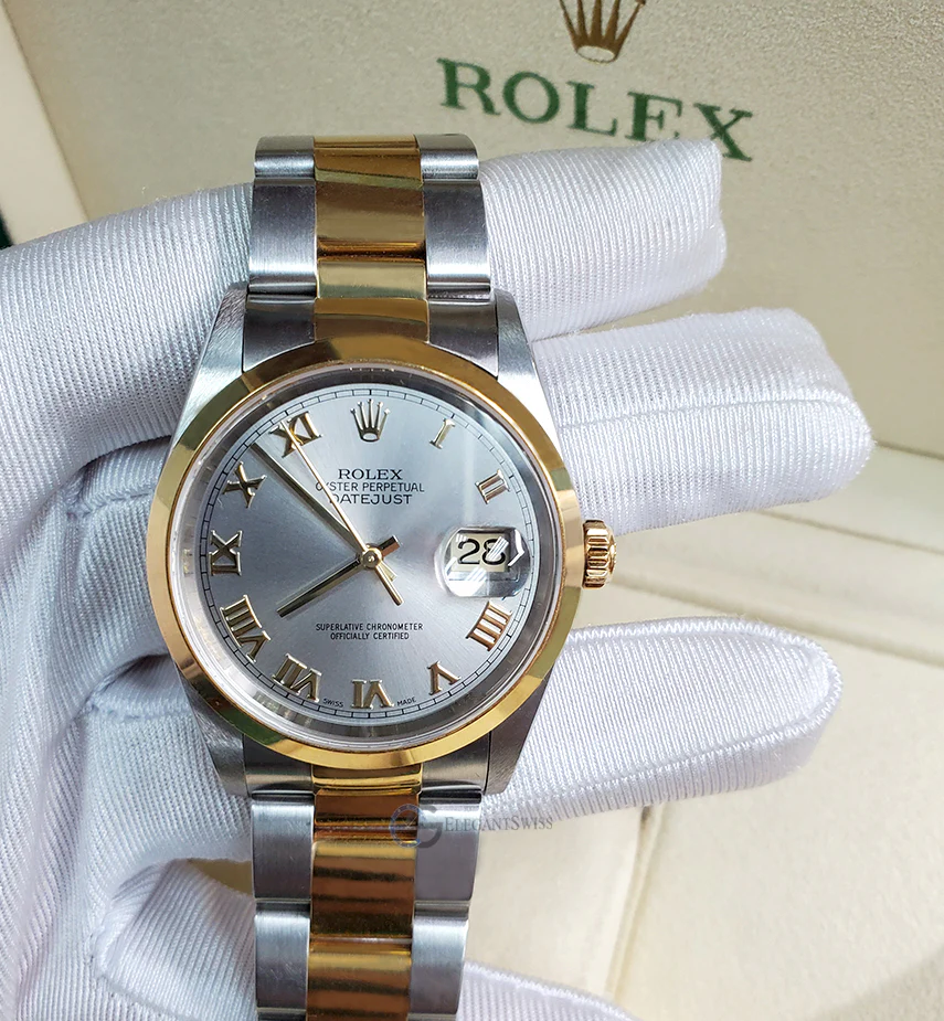 Rolex Datejust 36mm Slate Roman Dial 2-tone Oyster Watch 16203 Box Papers - Image 2