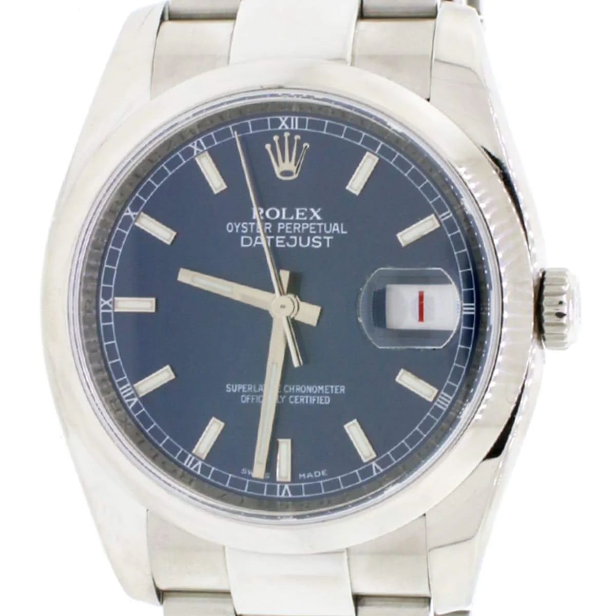Rolex Datejust 36MM Steel Oyster Watch With Blue Index Dial, Smooth Domed Bezel, Box&Papers 116200 - Image 3