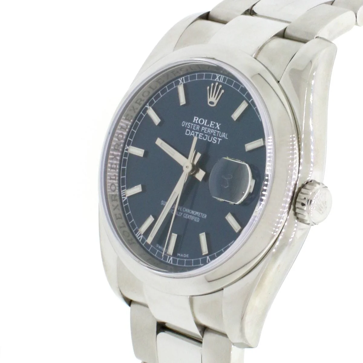 Rolex Datejust 36MM Steel Oyster Watch With Blue Index Dial, Smooth Domed Bezel, Box&Papers 116200 - Image 4