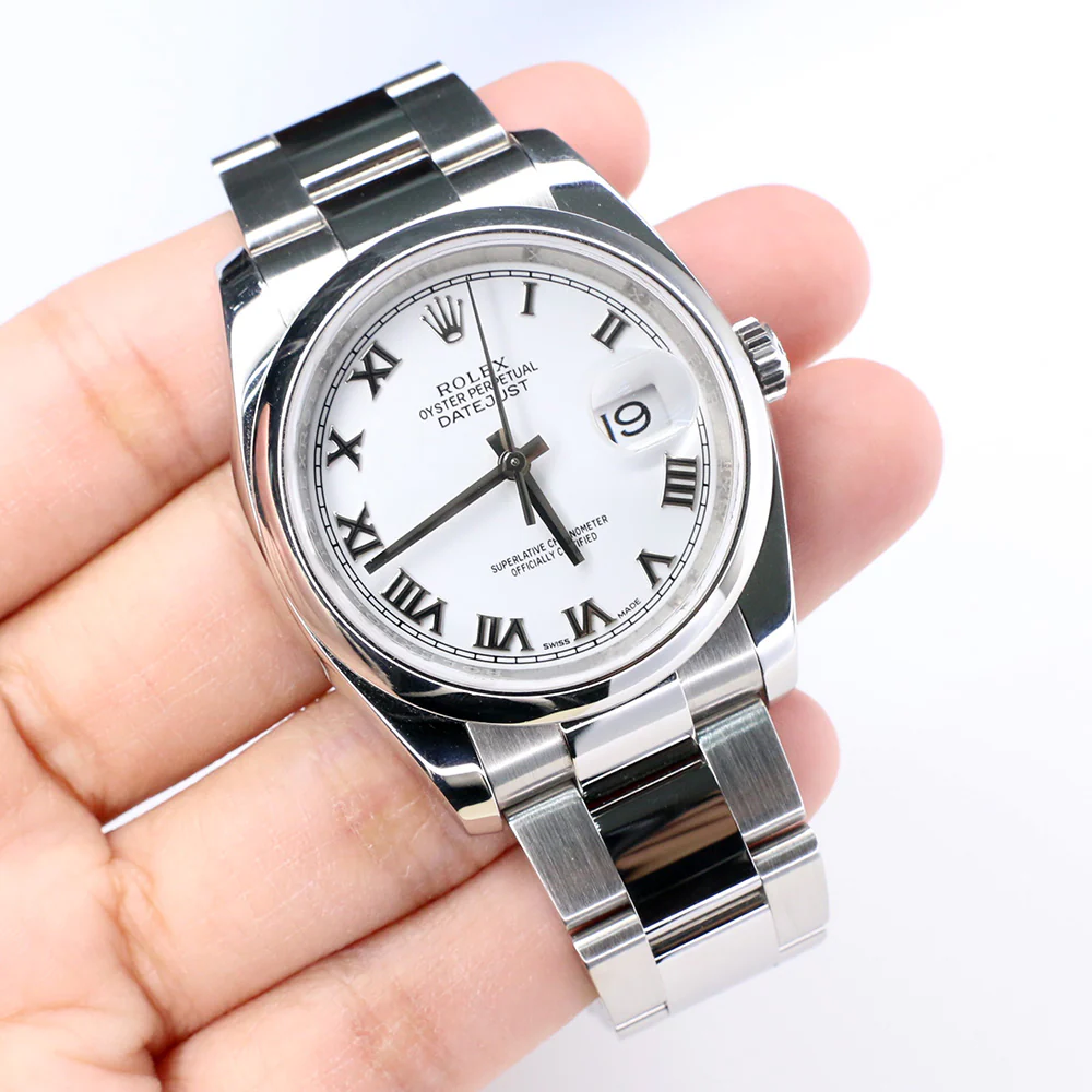 Rolex Datejust 36mm Steel Watch/White Dial with Roman Numerals/Box/Papers/116200 - Image 4