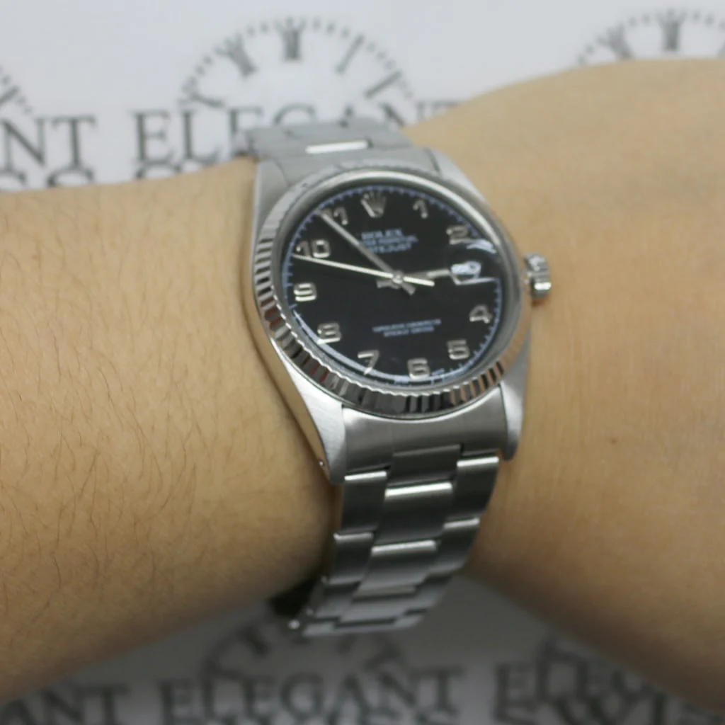 Rolex Datejust 36MM White Gold Fluted Bezel Black Dial Automatic Stainless Steel Mens Oyster Watch 16014 - Image 6