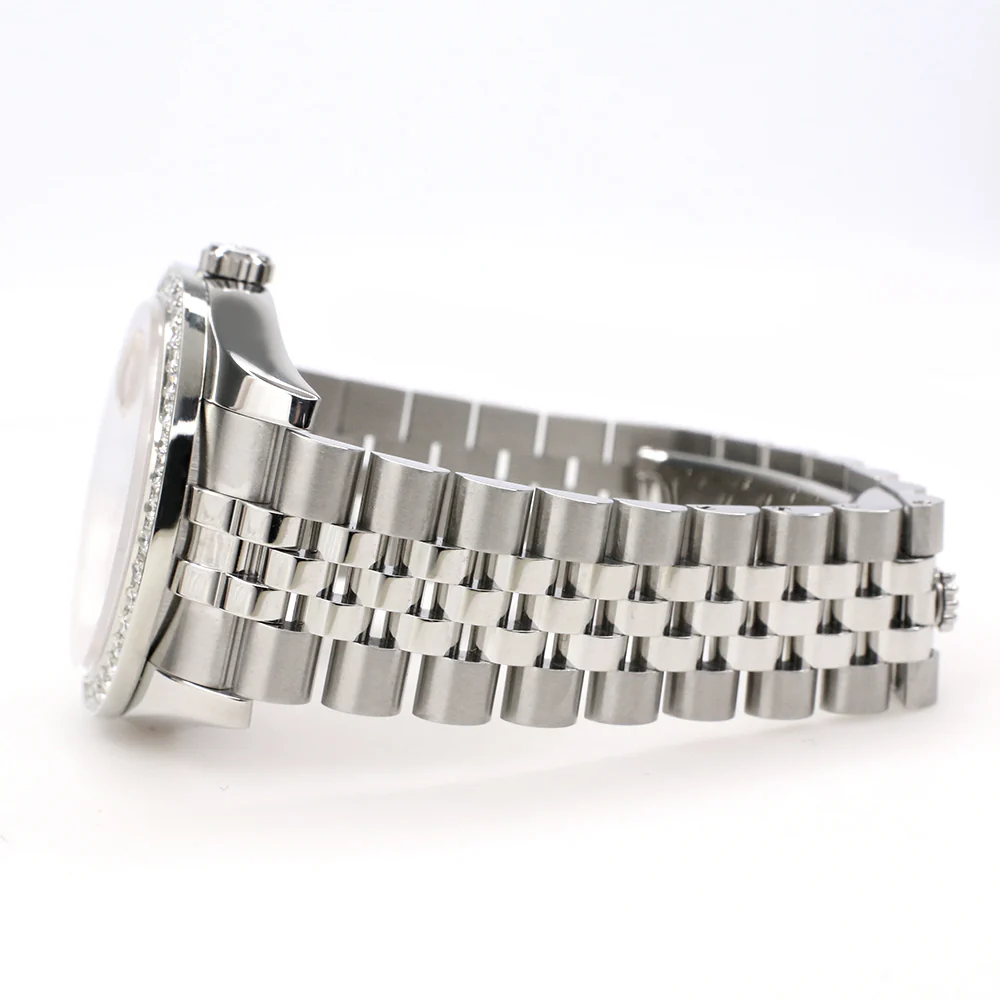 Rolex Datejust 36MM White Index Dial Steel Jubilee Watch with 1.85CT Custom Diamond Bezel 116200 - Image 5