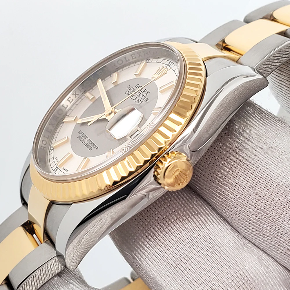 Rolex Datejust 36mm Silver Tuxedo 2-tone Yellow Gold/Steel 116233 Oyster Watch Box Papers - Image 3