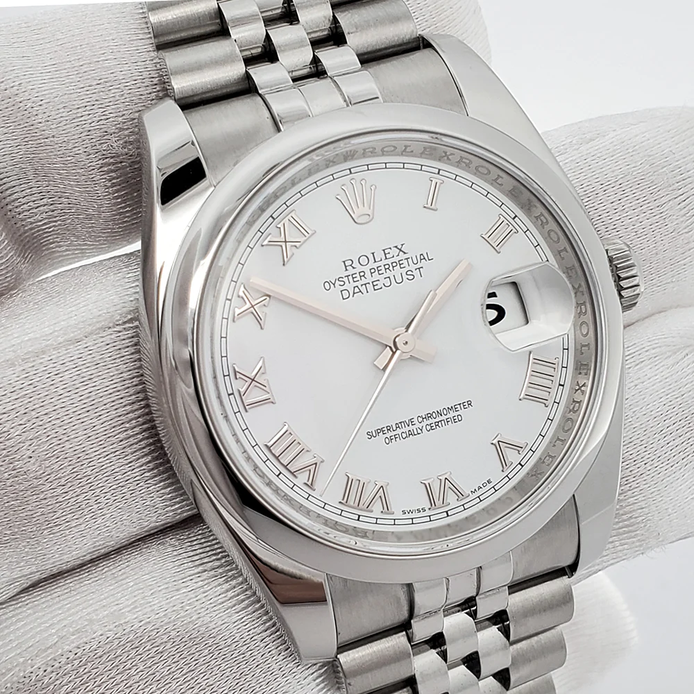 Rolex Datejust 36mm White Roman Dial Stainless Steel Jubilee Watch 116200 Box Papers - Image 2