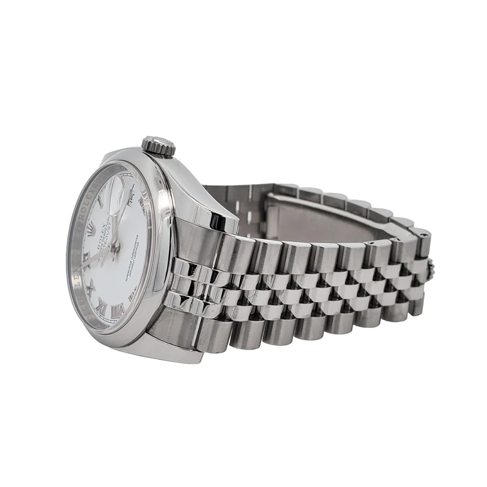 Rolex Datejust 36mm White Roman Dial Stainless Steel Jubilee Watch 116200 Box Papers - Image 4