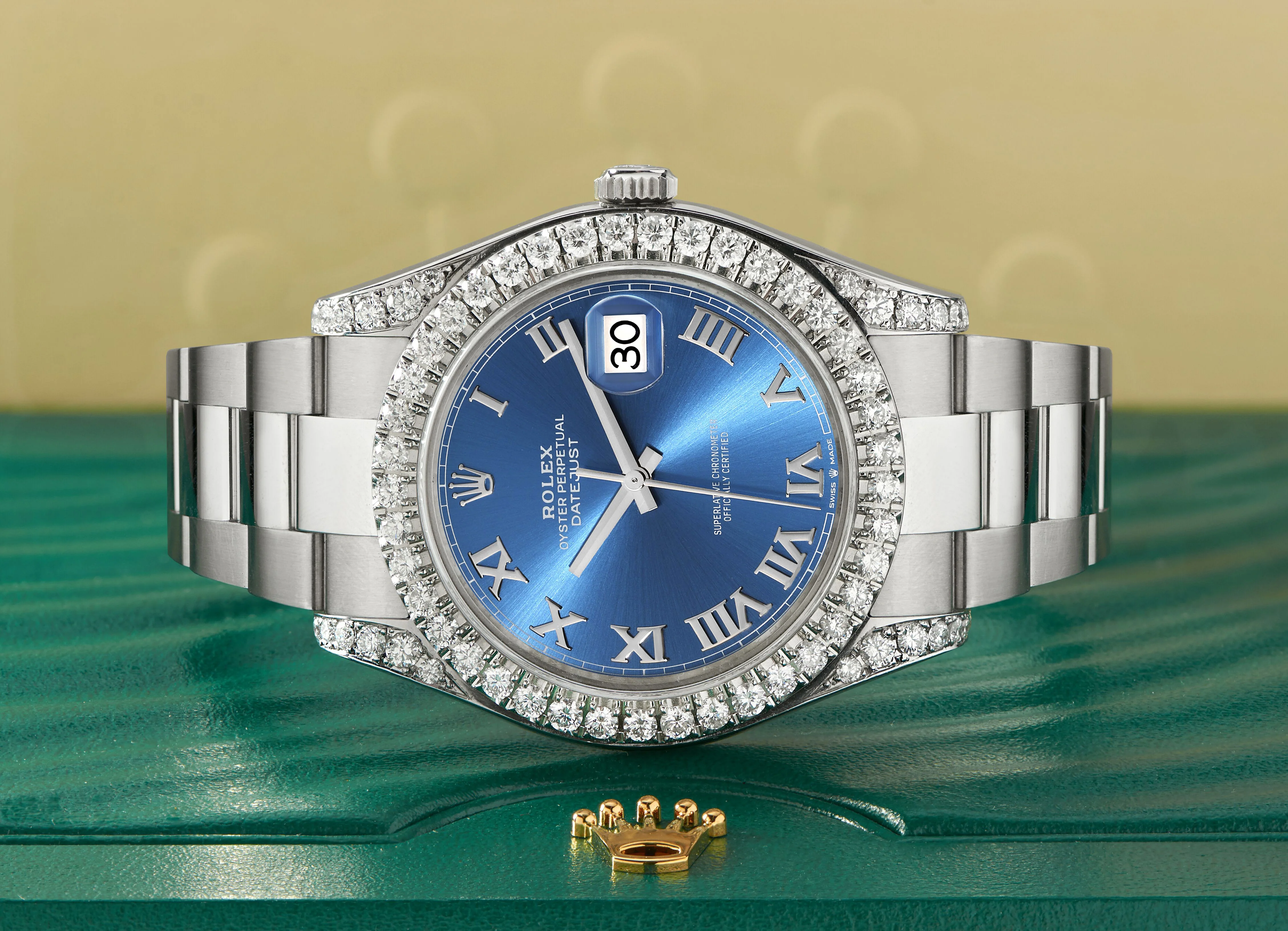 Rolex Datejust 41 126300 4.4CT Diamond Bezel/Lugs/Blue Roman Steel Watch Box Papers - Image 3