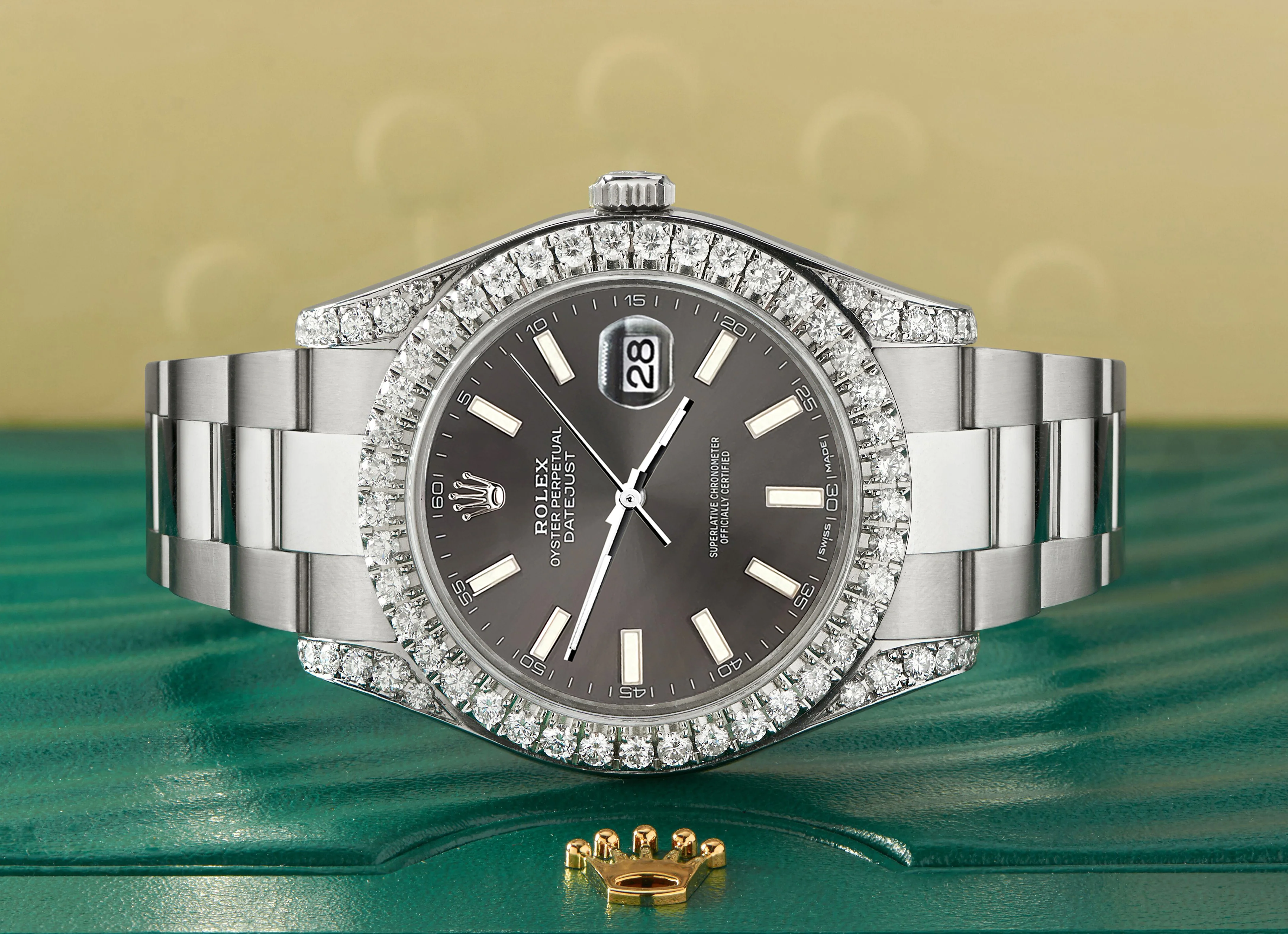 Rolex Datejust 41 126300 4.4CT Diamond Bezel/Lugs/Rhodium Gray Index Dial Steel Watch Box Papers - Image 2