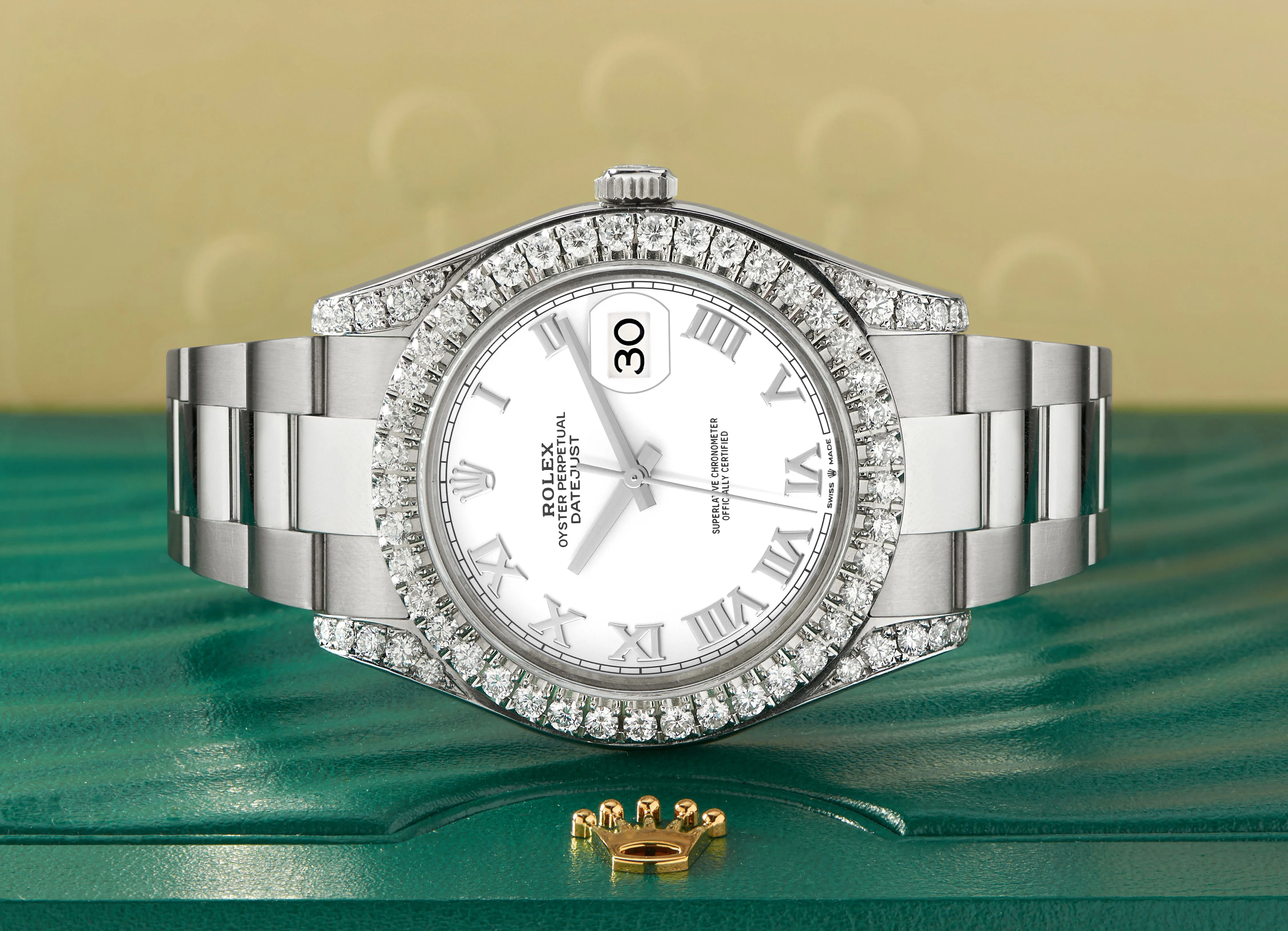 Rolex Datejust 41 126300 4.4CT Diamond Bezel/Lugs/White Roman Dial Steel Watch Box Papers - Image 3