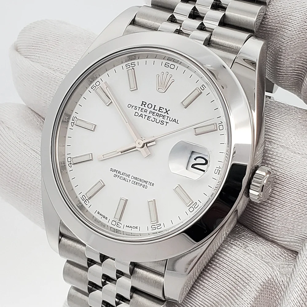 Rolex Datejust 41 126300 White Index Steel Jubilee Watch Box Papers
