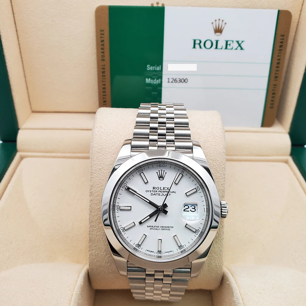 Rolex Datejust 41 126300 White Index Steel Jubilee Watch Box Papers - Image 2