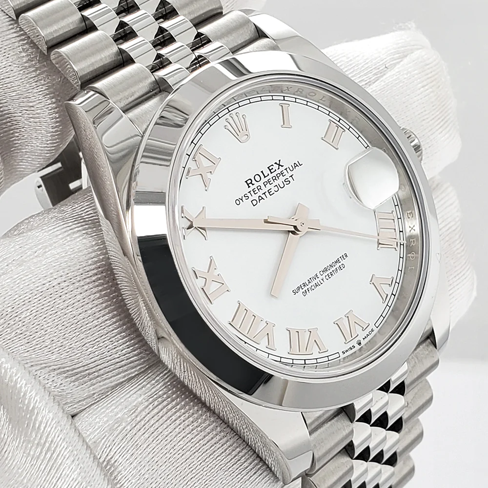 Rolex Datejust 41 126300 White Roman Dial Smooth Bezel Jubilee Watch 2022 Box Papers - Image 2