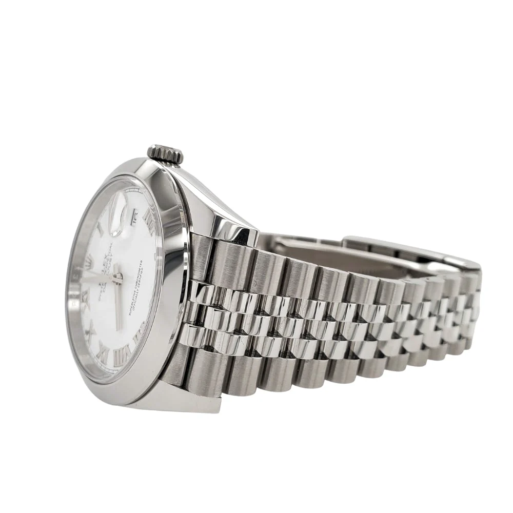 Rolex Datejust 41 126300 White Roman Dial Smooth Bezel Jubilee Watch 2022 Box Papers - Image 4