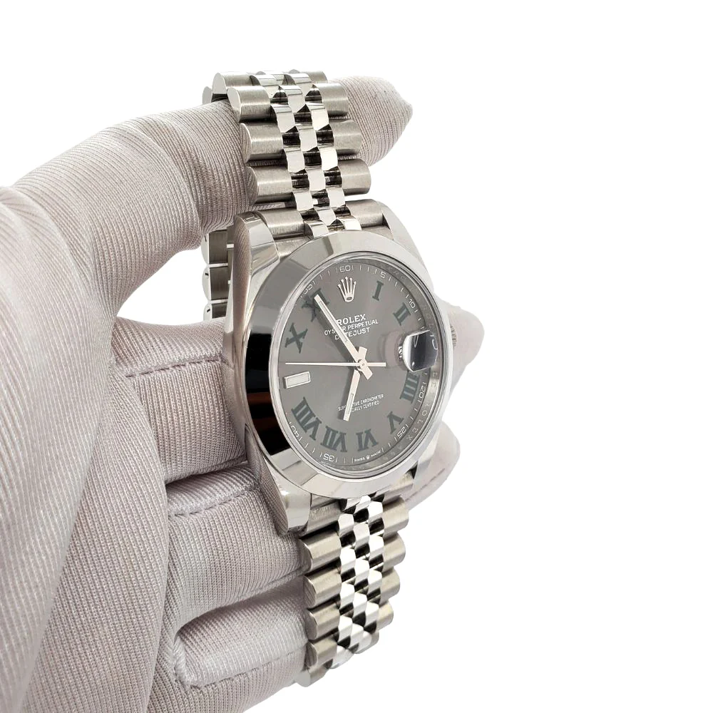 Rolex Datejust 41 126300 Wimbledon Slate Roman Dial Steel Jubilee Watch Box Papers - Image 2