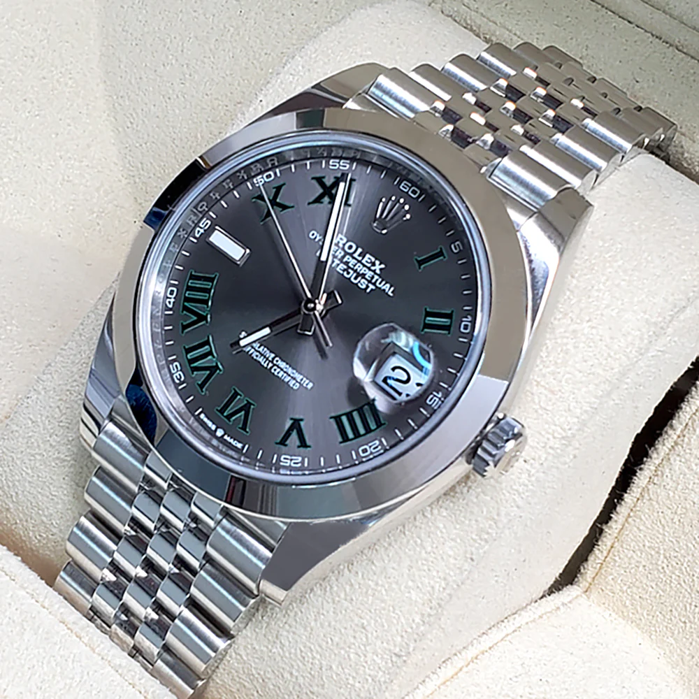 Rolex Datejust 41 126300 Wimbledon Slate Roman Dial Steel Jubilee Watch Box Papers - Image 3