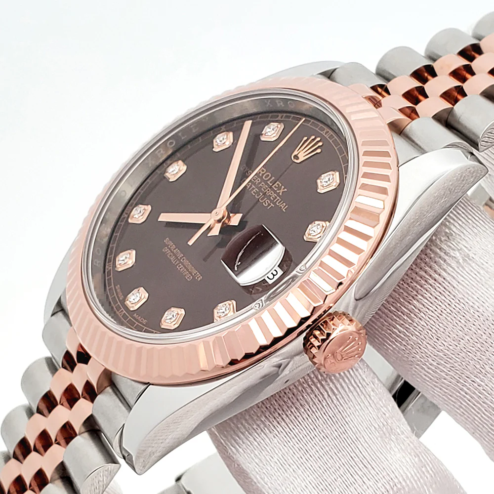 Rolex Datejust 41 126331 Factory Chocolate Diamond Dial 2-tone Rose Gold/Steel Jubilee Watch Box Papers - Image 3