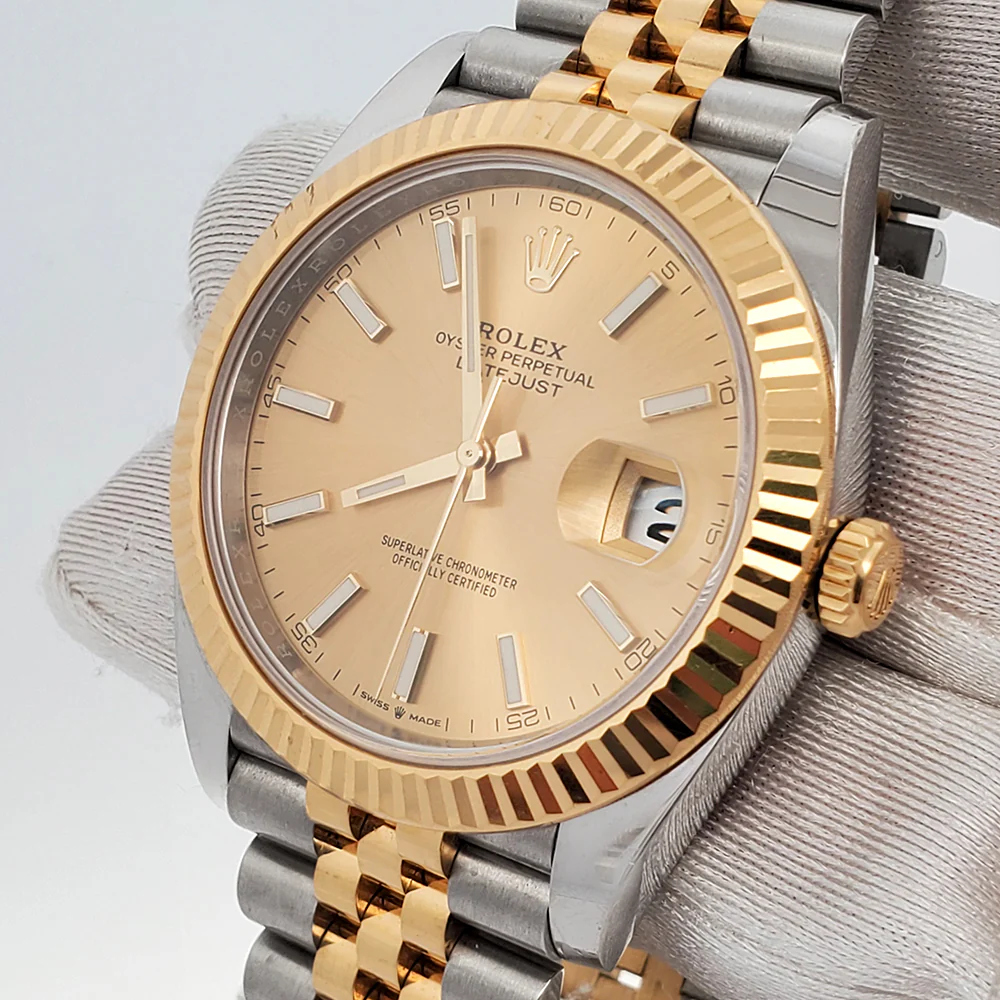 Rolex Datejust 41 126333 Champagne Dial Yellow Gold/Steel Fluted Jubilee Watch 2021 Box Papers - Image 2