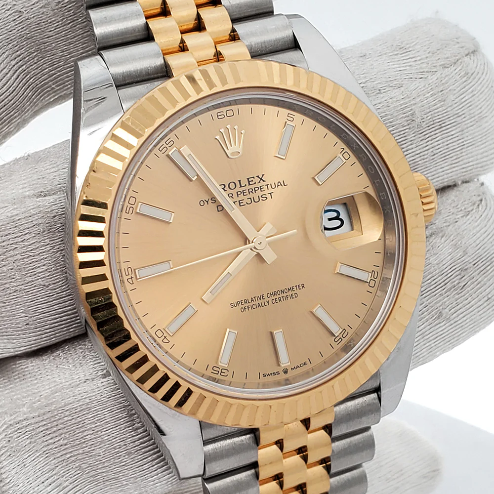 Rolex Datejust 41 126333 Champagne Dial Yellow Gold/Steel Fluted Jubilee Watch 2021 Box Papers - Image 3