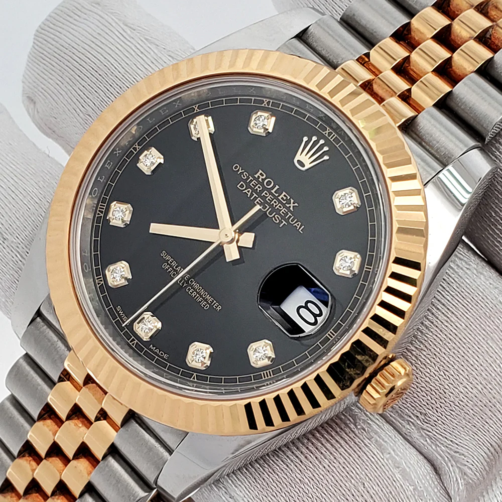 Rolex Datejust 41 126333 Factory Black Diamond 2-tone Yellow Gold/Steel Jubilee Watch Box Papers - Image 2