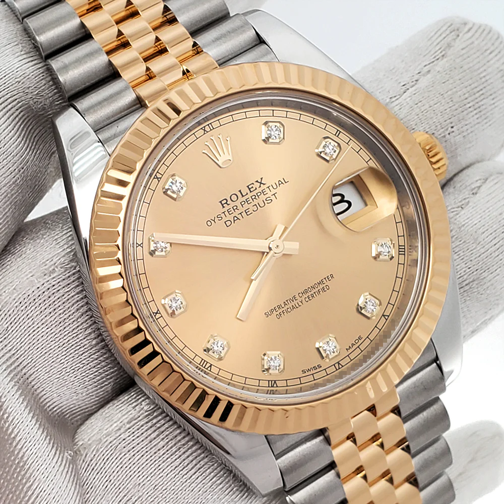 Rolex Datejust 41 126333 Factory Champagne Diamond 2-tone Yellow Gold/Steel Jubilee Watch Box Papers - Image 3