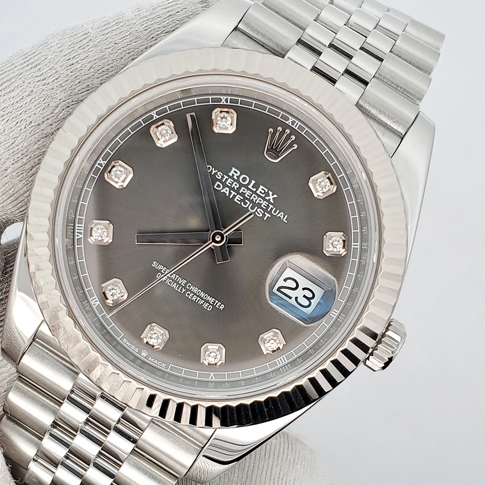 Rolex Datejust 41 126334 Factory Rhodium Diamond Dial Stainless Steel Jubilee Watch Box Papers - Image 2