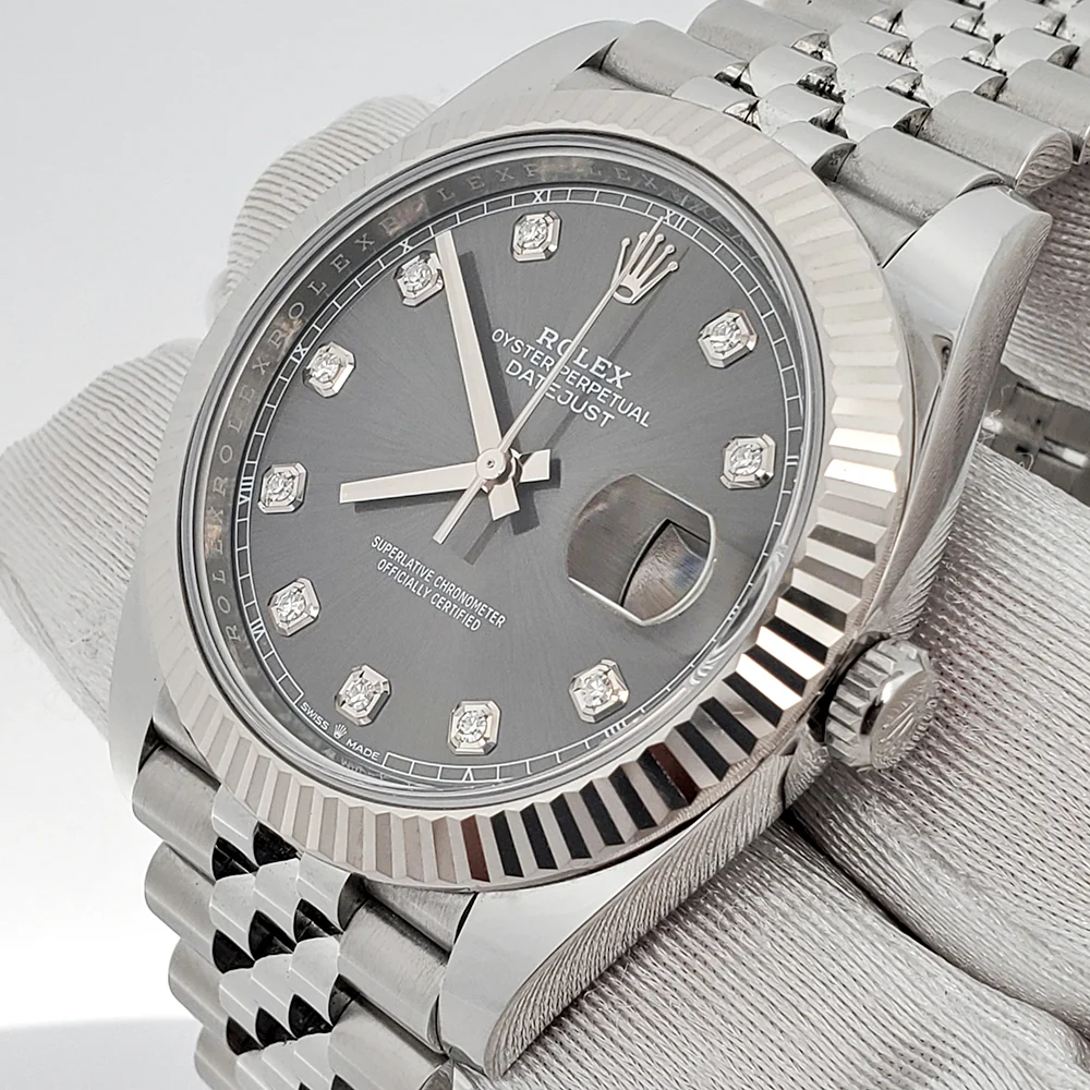 Rolex Datejust 41 126334 Factory Rhodium Diamond Dial Stainless Steel Jubilee Watch Box Papers - Image 4