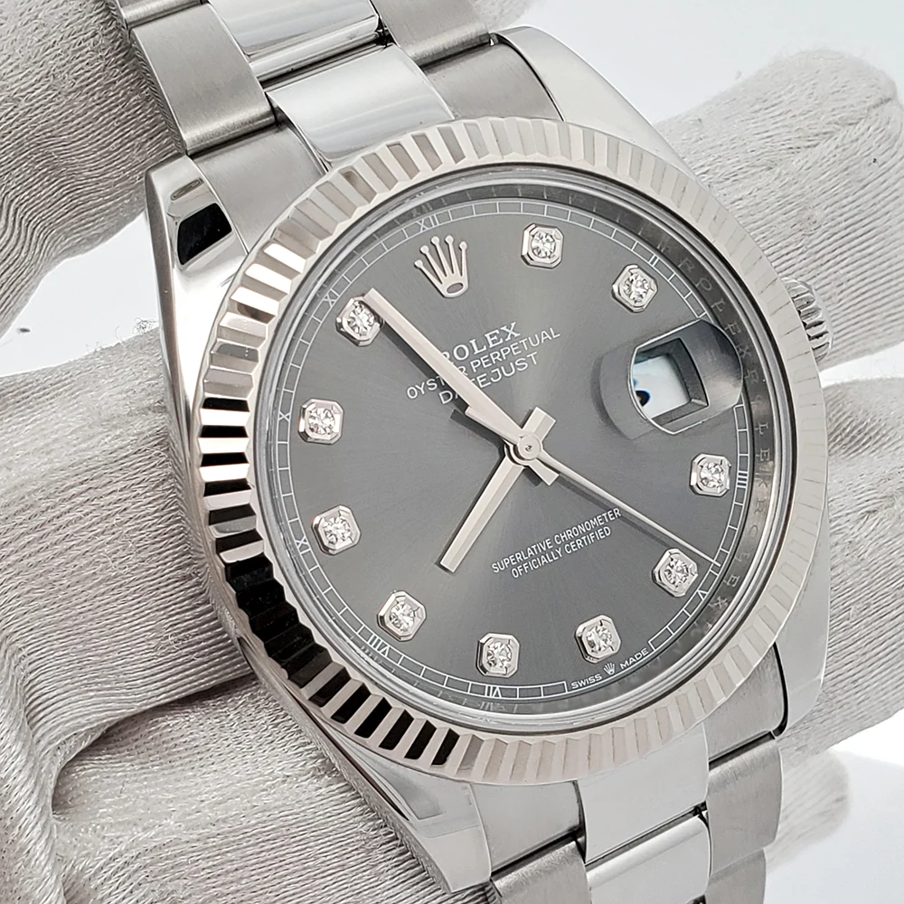 Rolex Datejust 41 126334 Factory Rhodium Diamond Dial Stainless Steel Watch 2023 Box Papers - Image 2