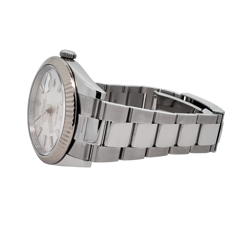 Rolex Datejust 41 126334 Silver Index White Gold Fluted Bezel Watch 2022 Box Papers - Image 4