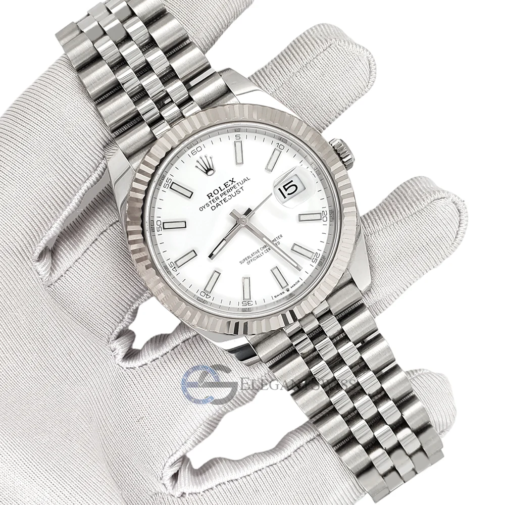 Rolex Datejust 41 126334 White Index Dial White Gold Fluted Bezel Jubilee Watch 2020 Box Papers - Image 2
