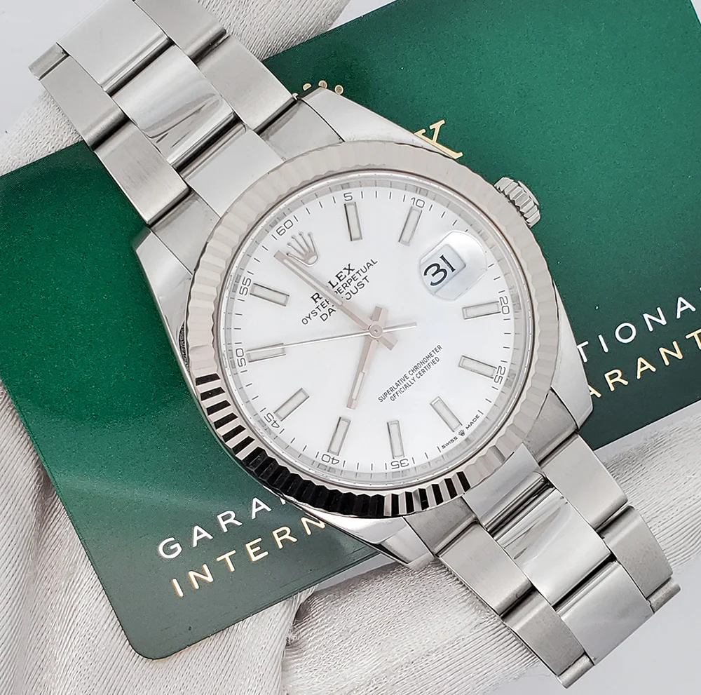 Rolex Datejust 41 126334 White Index Dial White Gold Fluted Bezel Watch 2020 Box Papers - Image 2