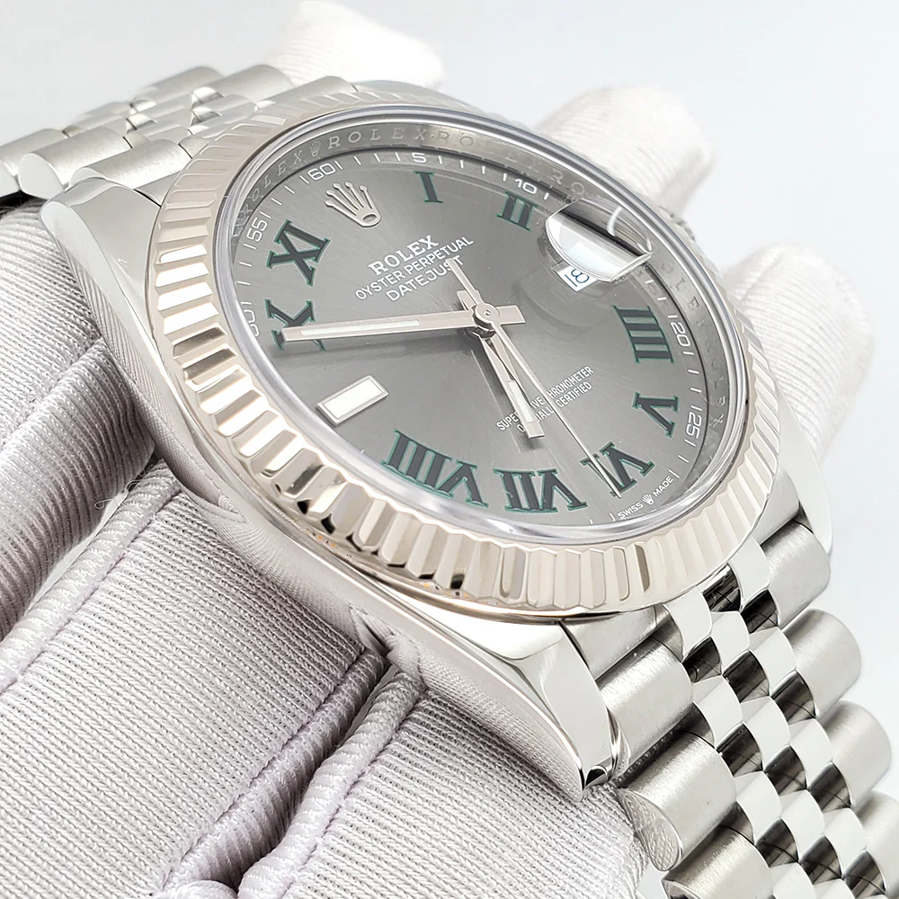 Rolex Datejust 41 126334 Wimbledon Slate Roman Dial Steel Jubilee Watch 2020 Box Papers - Image 3