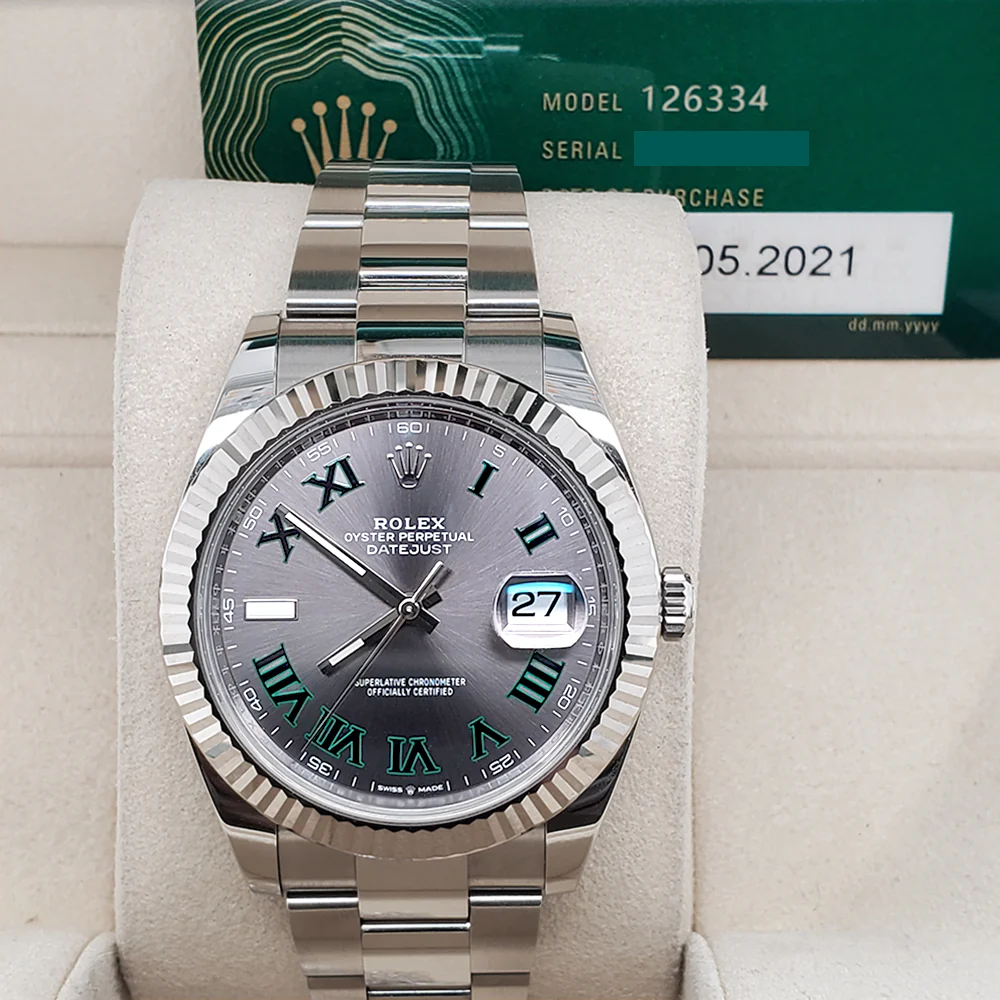 Rolex Datejust 41 126334 Wimbledon Slate Roman Dial Steel Watch 2021 Box Papers - Image 2