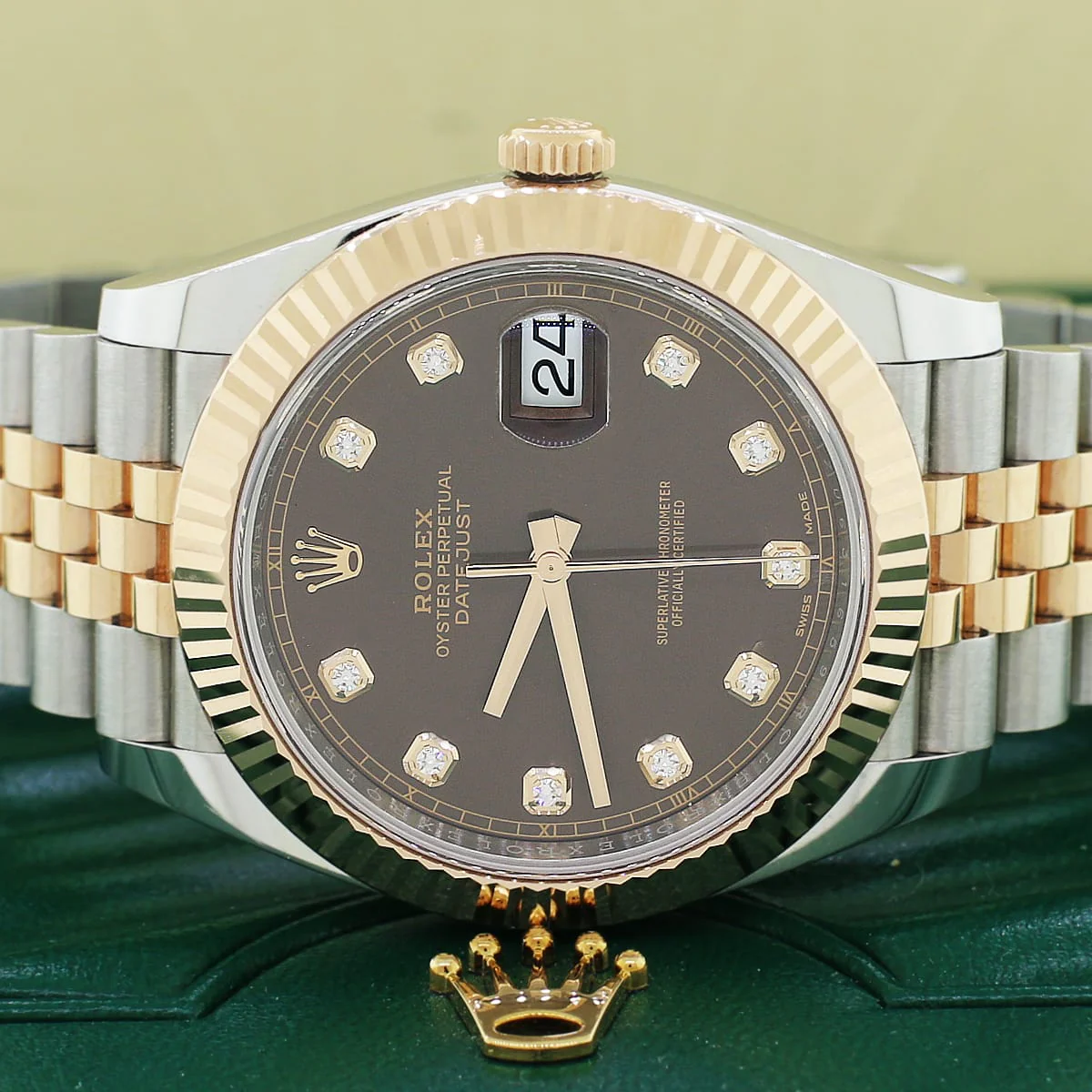 Rolex Datejust 41 2-Tone Everose Gold & SS Factory Chocolate Diamond Dial Automatic Jubilee 126331 Box & Papers