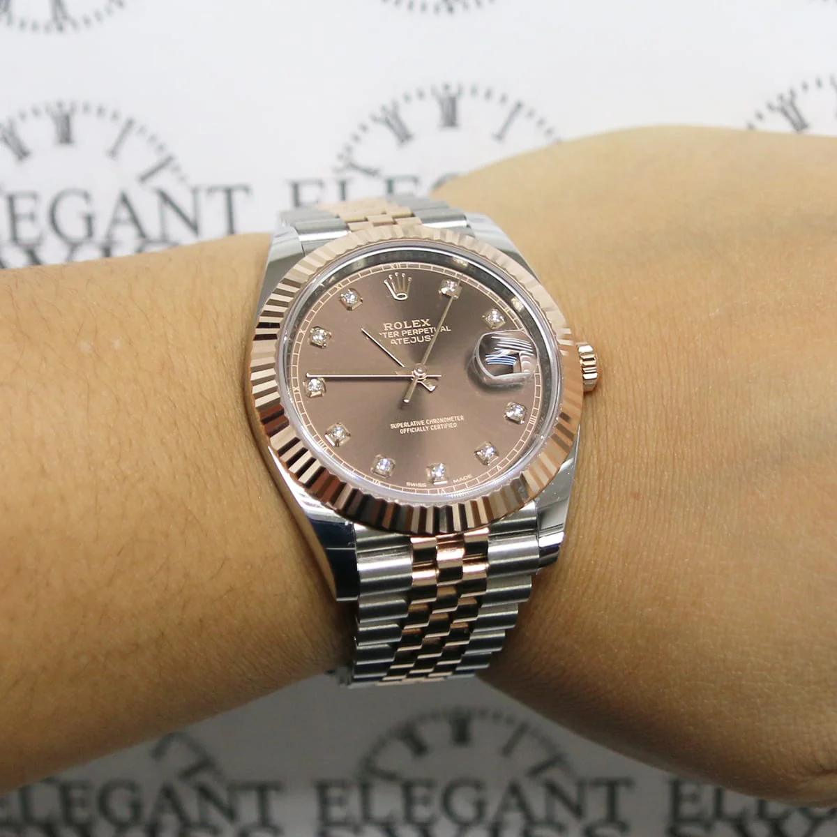 Rolex Datejust 41 2-Tone Everose Gold & SS Factory Chocolate Diamond Dial Automatic Jubilee 126331 Box & Papers - Image 2