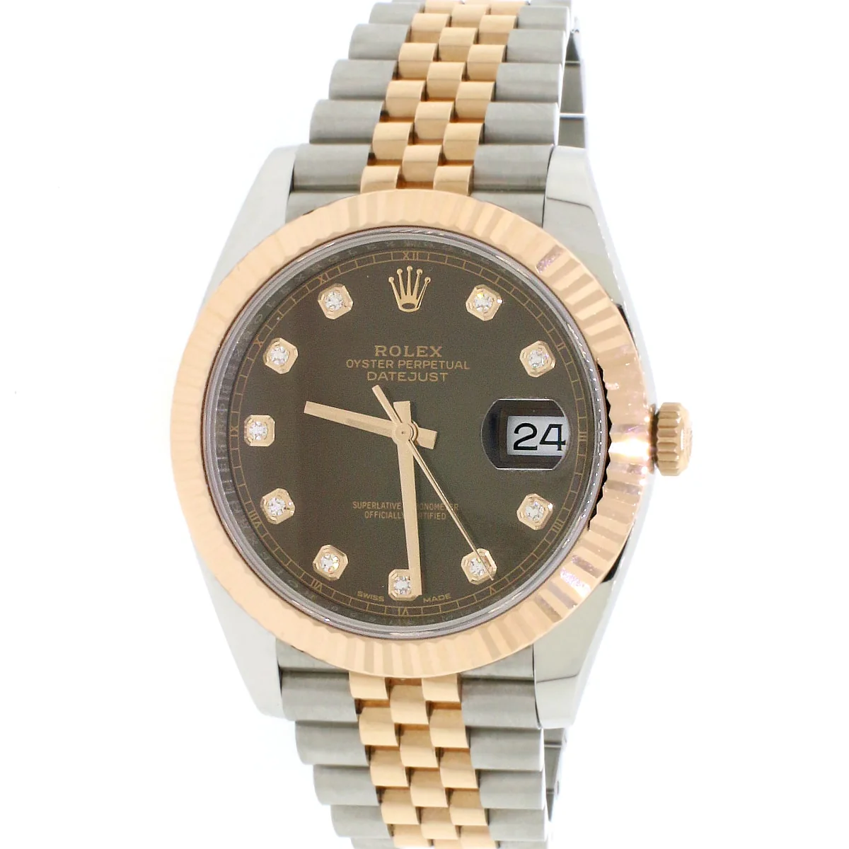 Rolex Datejust 41 2-Tone Everose Gold & SS Factory Chocolate Diamond Dial Automatic Jubilee 126331 Box & Papers - Image 6