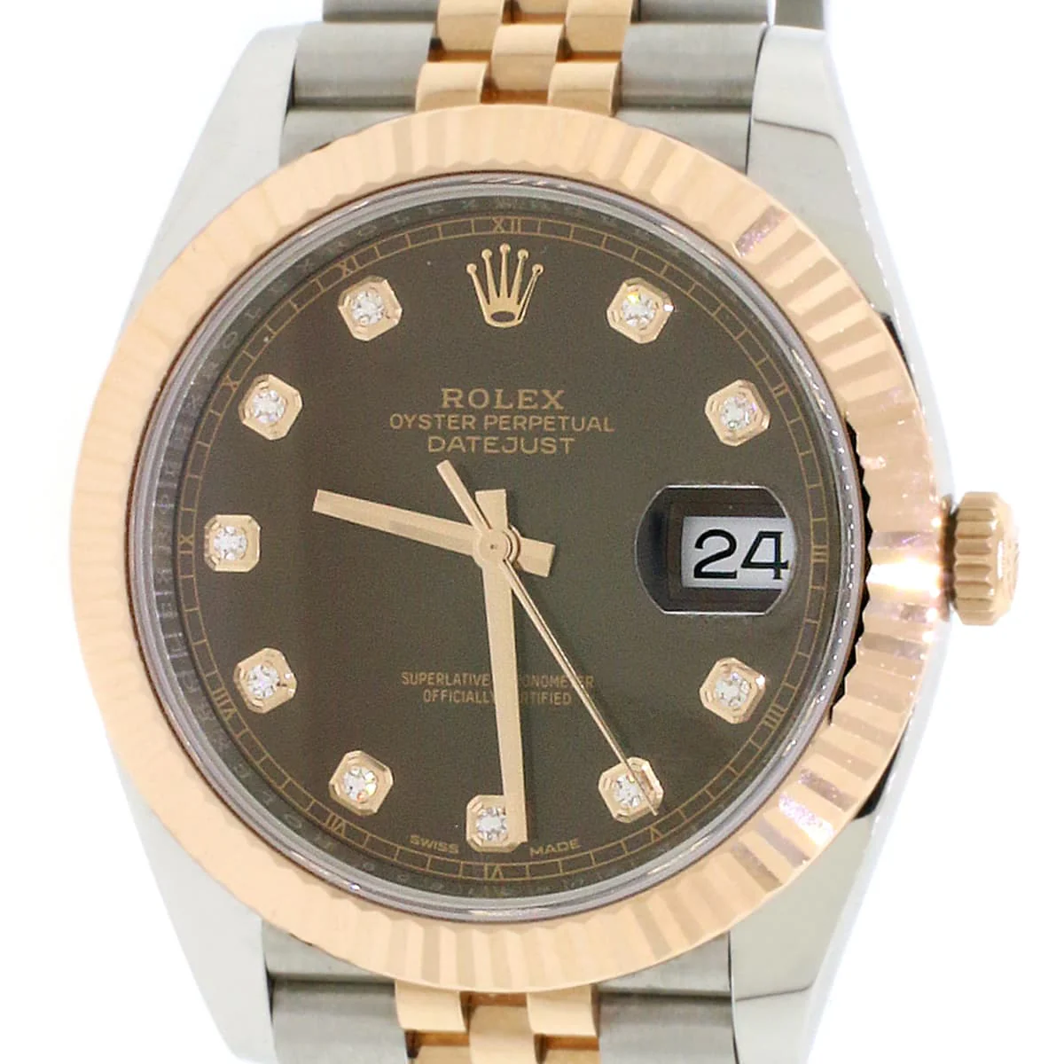 Rolex Datejust 41 2-Tone Everose Gold & SS Factory Chocolate Diamond Dial Automatic Jubilee 126331 Box & Papers - Image 8
