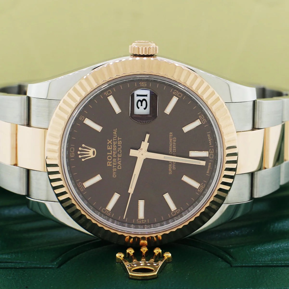 Rolex Datejust 41 2-Tone 18K Everose Gold & Stainless Steel Factory Chocolate Index Dial Automatic Oyster Mens Watch 126331 w/ Papers - Image 3