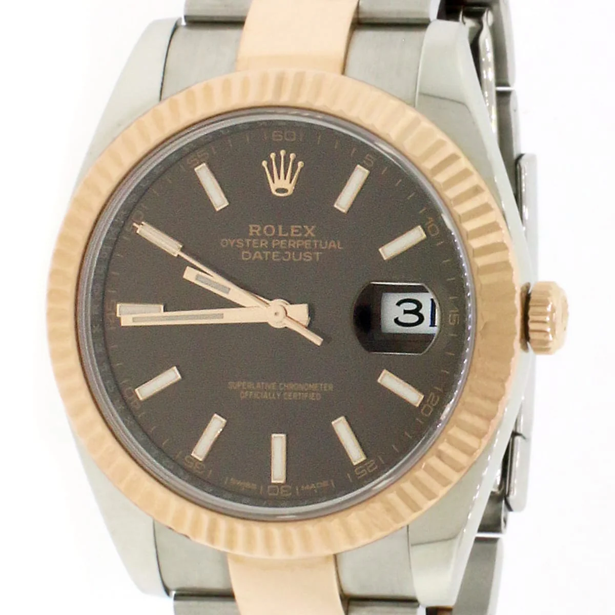 Rolex Datejust 41 2-Tone 18K Everose Gold & Stainless Steel Factory Chocolate Index Dial Automatic Oyster Mens Watch 126331 w/ Papers - Image 9
