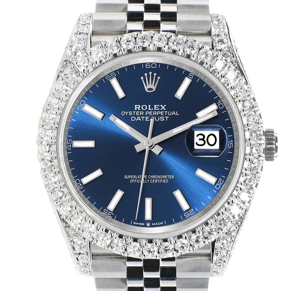 Rolex Datejust 41 5.9CT Diamond Bezel/Lugs/Sides/Blue Index Dial Jubilee Watch 126300 Box Papers - Image 5